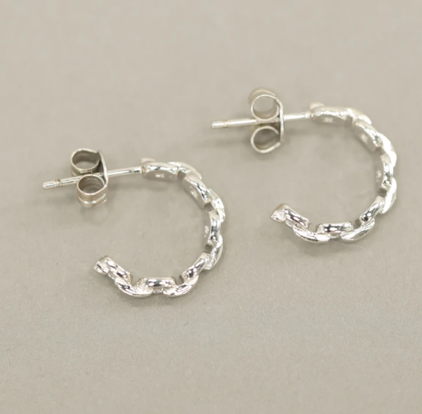 Chain Link Sterling Hoop Earrings