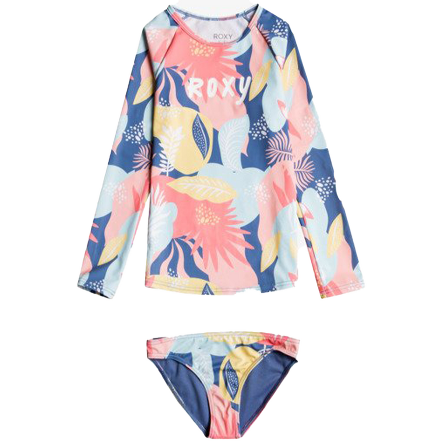 Roxy Flowery Mood Long Sleeve Rashguard Set - Shop Best Selection Of Girls Rash Guard Sets At Oceanmagicsurf.com