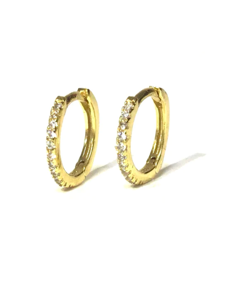 Small Pavé Huggie Earrings - 12mm